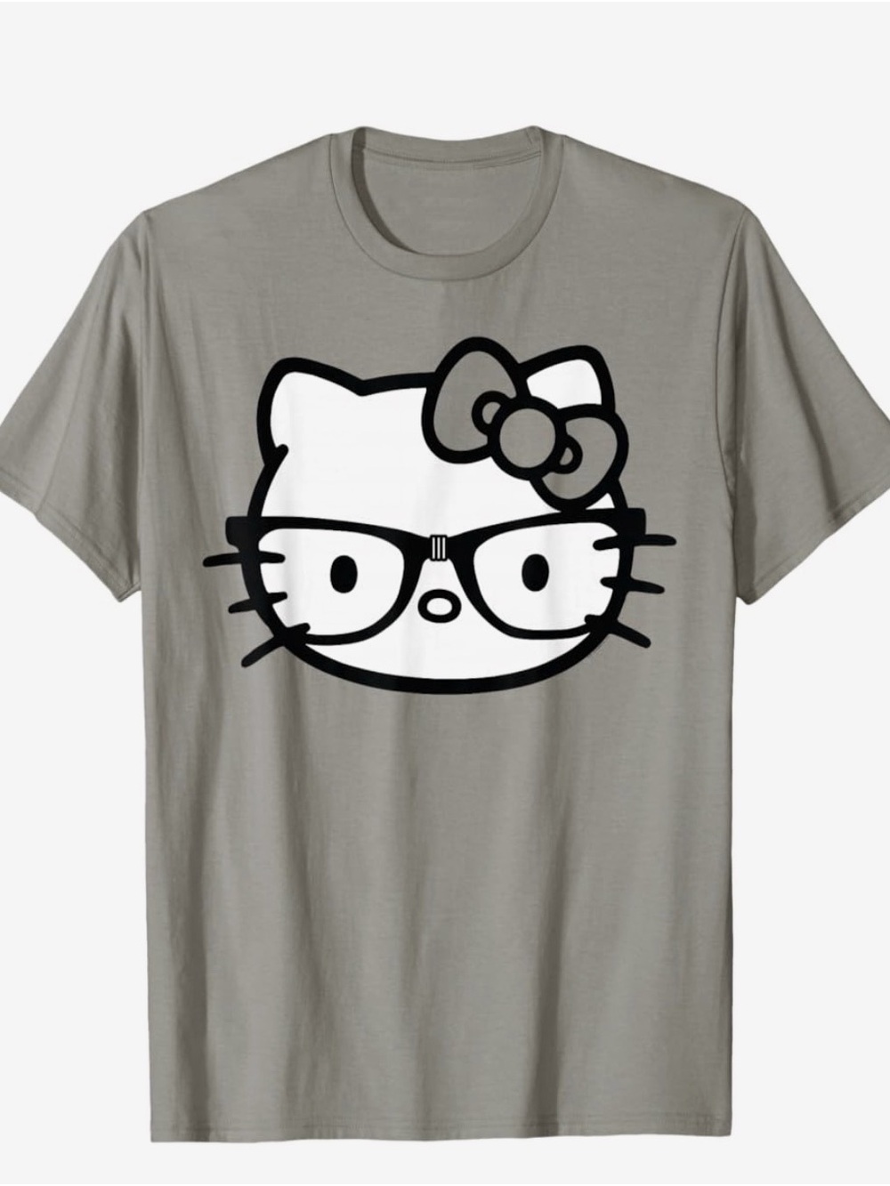 Hello Kitty Black and White Nerd Glasses Short Sleeve T-Shirt (Unisex)